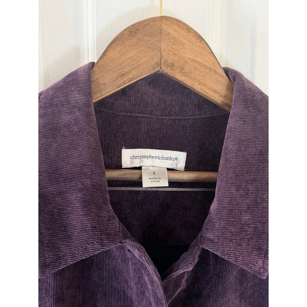Christopher & Banks Women's S Purple Corduroy Jacket Silver Buttons Small - Picture 4 of 6